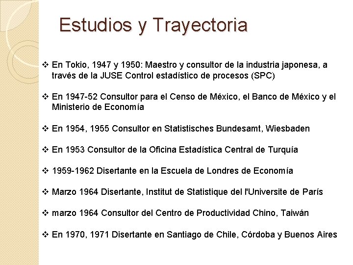 Estudios y Trayectoria v En Tokio, 1947 y 1950: Maestro y consultor de la