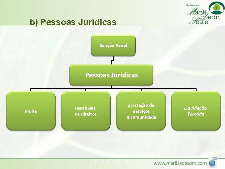 b) Pessoas Jurídicas Sanção Penal Pessoas Jurídicas multa restritivas de direitos prestação de serviços