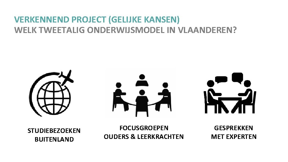 VERKENNEND PROJECT (GELIJKE KANSEN) WELK TWEETALIG ONDERWIJSMODEL IN VLAANDEREN? STUDIEBEZOEKEN BUITENLAND FOCUSGROEPEN OUDERS &