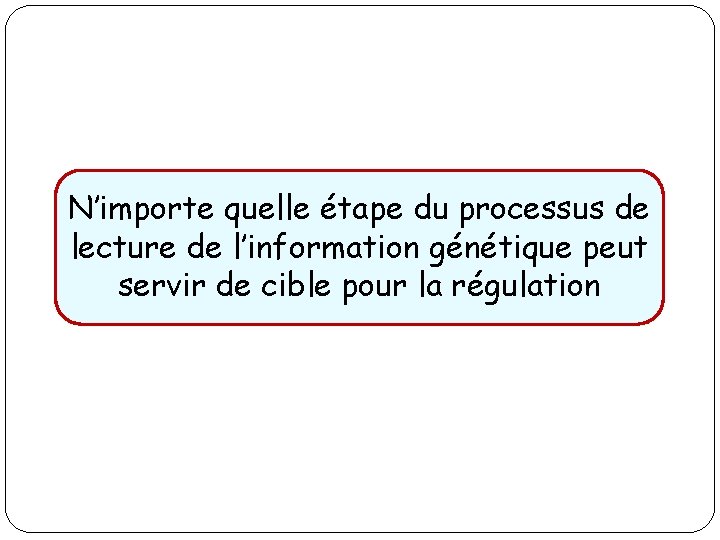 N’importe quelle étape du processus de lecture de l’information génétique peut servir de cible