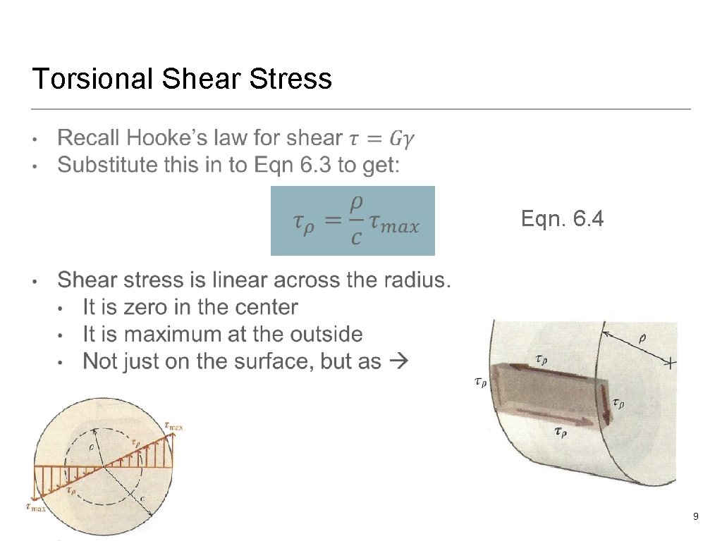 Torsional Shear Stress • Eqn. 6. 4 9 