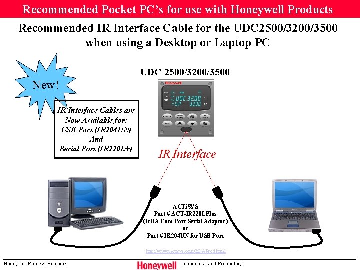 Recommended Pocket PC’s for use with Honeywell Products Recommended IR Interface Cable for the