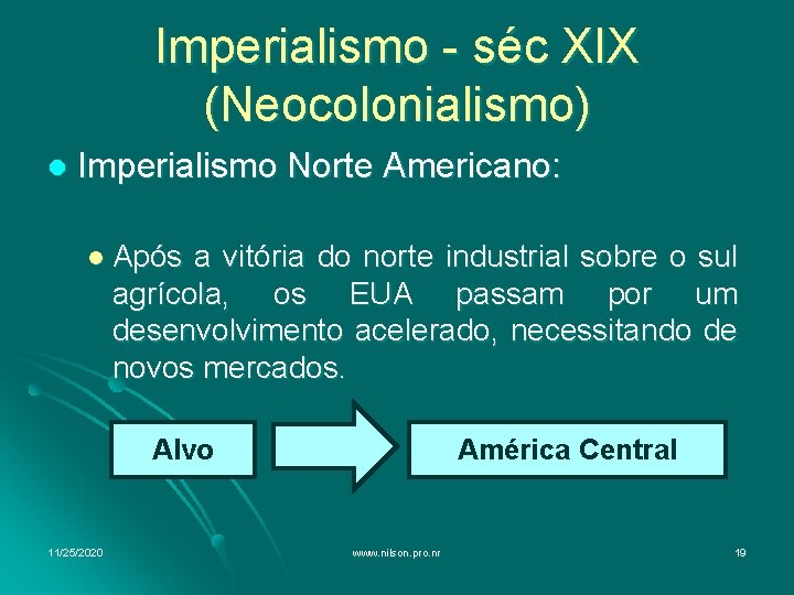 Imperialismo - séc XIX (Neocolonialismo) l Imperialismo Norte Americano: l Após a vitória do