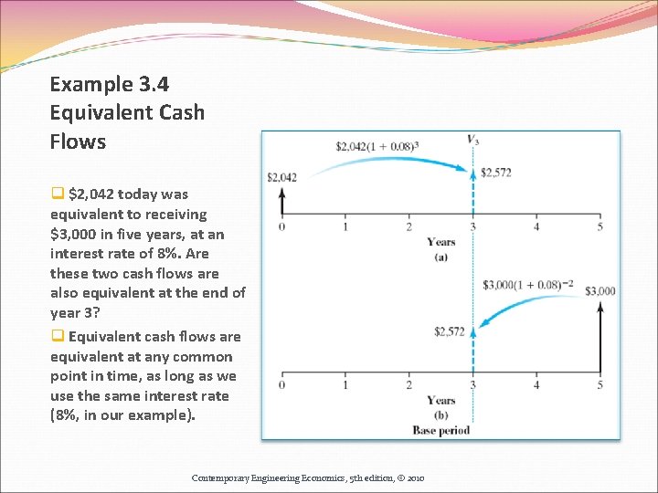 Example 3. 4 Equivalent Cash Flows q $2, 042 today was equivalent to receiving Example 3. 4 Equivalent Cash Flows q $2, 042 today was equivalent to receiving
