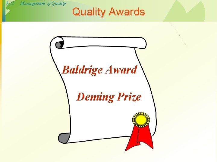 9 -21 Management of Quality Awards Baldrige Award Deming Prize 