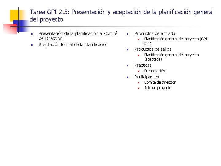 Tarea GPI 2. 5: Presentación y aceptación de la planificación general del proyecto n