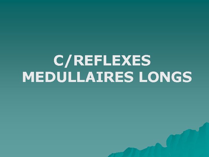 C/REFLEXES MEDULLAIRES LONGS 