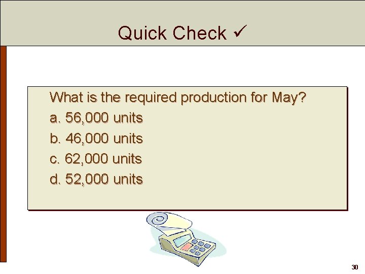 Quick Check What is the required production for May? a. 56, 000 units b.