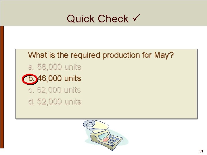 Quick Check What is the required production for May? a. 56, 000 units b.