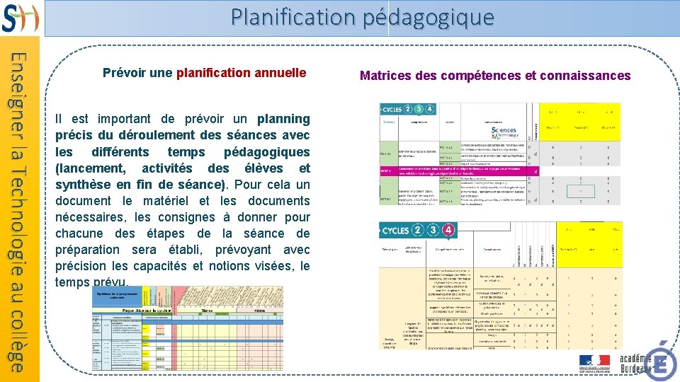 Planification pédagogique Enseigner la Technologie au collège Prévoir une planification annuelle Il est important