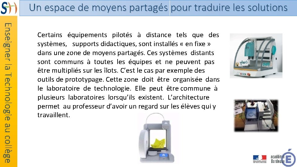 Un espace de moyens partagés pour traduire les solutions Enseigner la Technologie au collège
