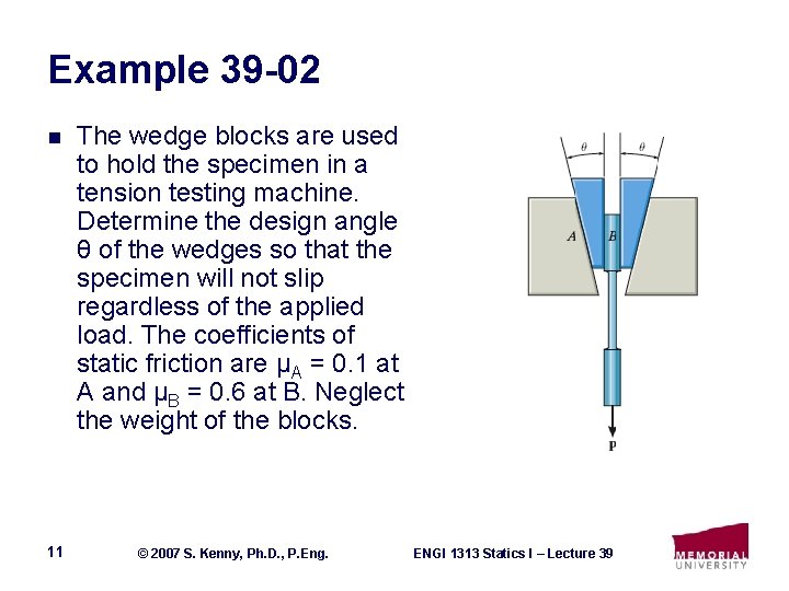 Example 39 -02 n 11 The wedge blocks are used to hold the specimen