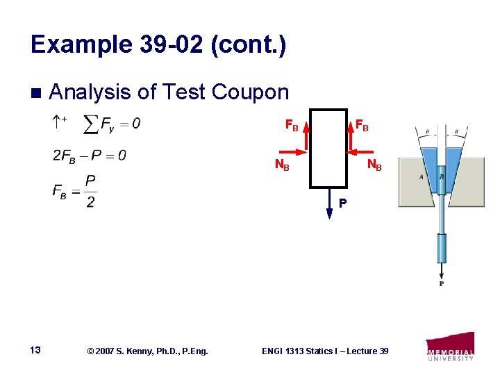 Example 39 -02 (cont. ) n Analysis of Test Coupon FB FB NB NB