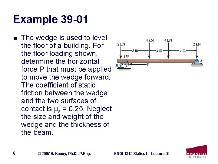 Example 39 -01 n 6 The wedge is used to level the floor of