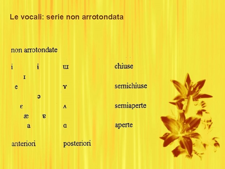 Le vocali: serie non arrotondata 