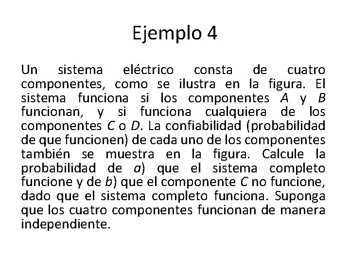 Ejemplo 4 Un sistema eléctrico consta de cuatro componentes, como se ilustra en la
