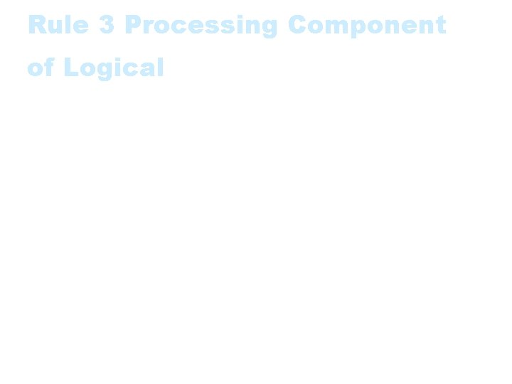 Rule 3 Processing Component of Logical • The processing component of a Logical Transaction