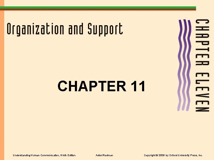 CHAPTER 11 Understanding Human Communication, Ninth Edition Adler/Rodman Copyright © 2006 by Oxford University