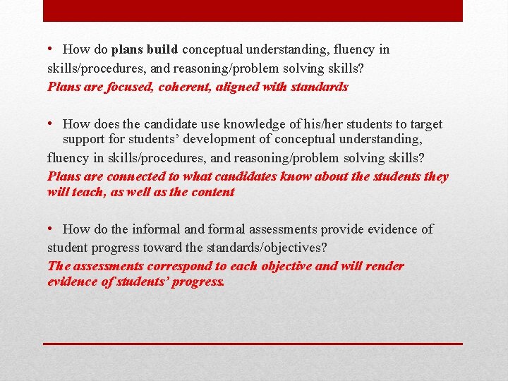  • How do plans build conceptual understanding, fluency in skills/procedures, and reasoning/problem solving
