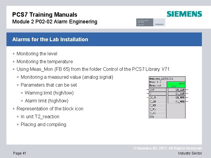 PCS 7 Training Manuals Module 2 P 02 -02 Alarm Engineering Alarms for the