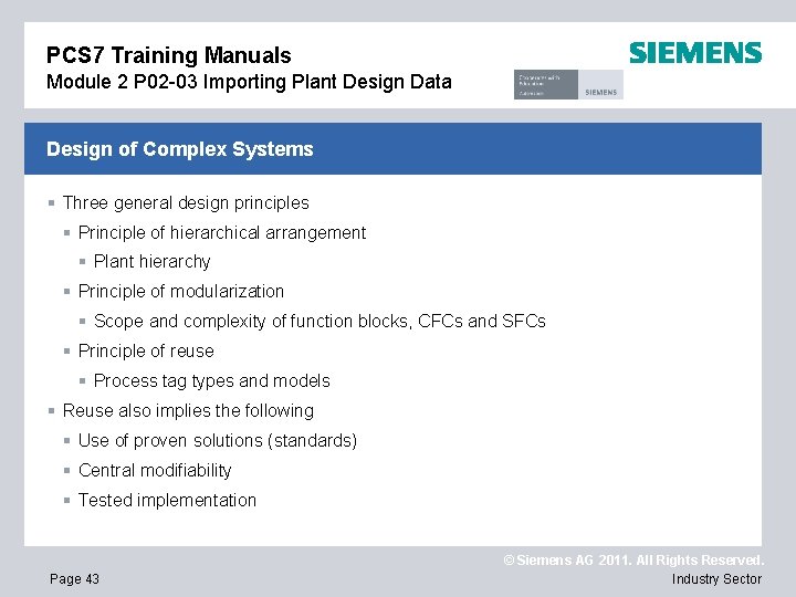 PCS 7 Training Manuals Module 2 P 02 -03 Importing Plant Design Data Design