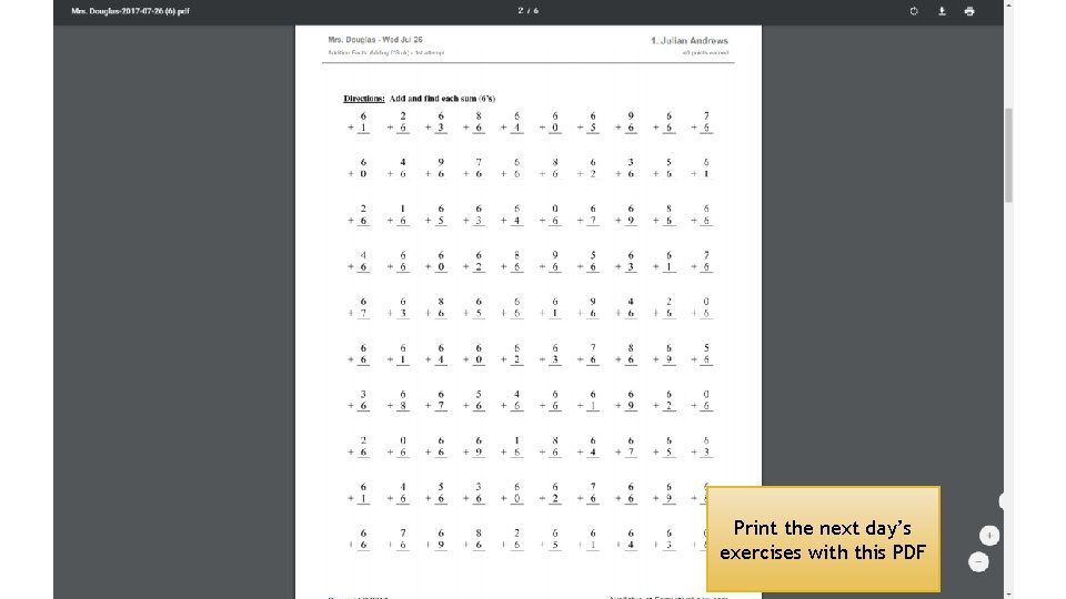 Print the next day’s exercises with this PDF 