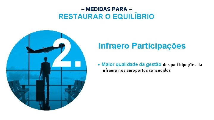 – MEDIDAS PARA – RESTAURAR O EQUILÍBRIO 2. Infraero Participações • Maior qualidade da