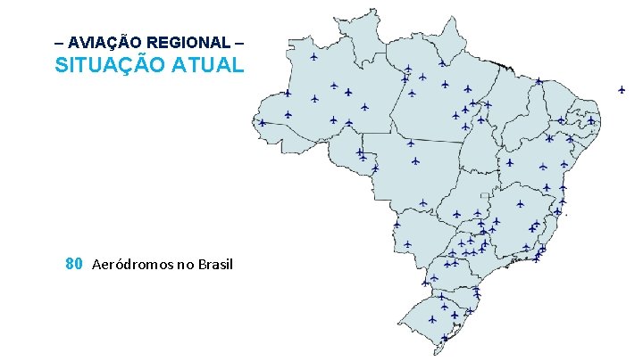 – AVIAÇÃO REGIONAL – SITUAÇÃO ATUAL 80 Aeródromos no Brasil 