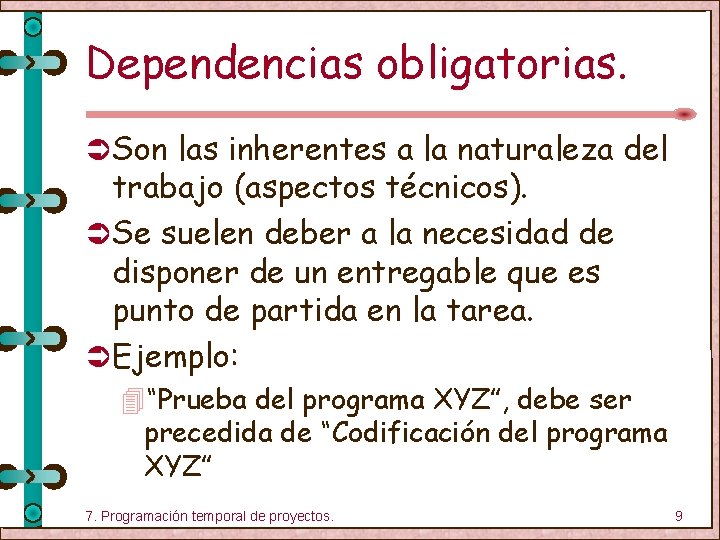 Dependencias obligatorias. Ü Son las inherentes a la naturaleza del trabajo (aspectos técnicos). Ü