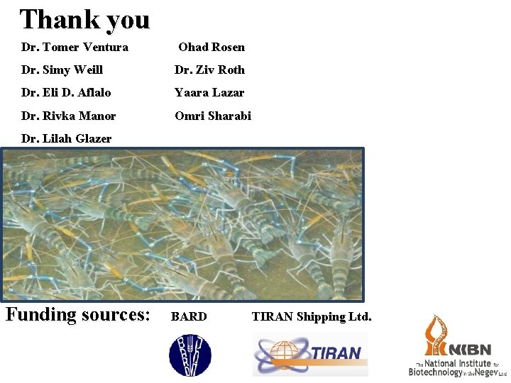 Thank you Dr. Tomer Ventura Ohad Rosen Dr. Simy Weill Dr. Ziv Roth Dr.