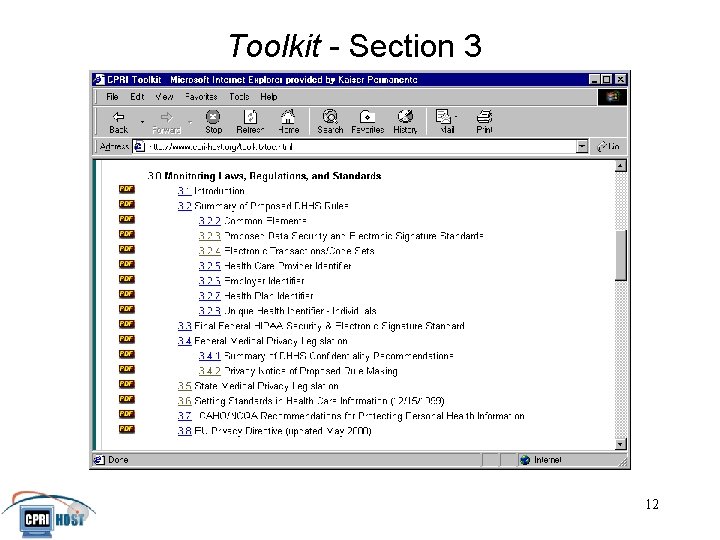 Toolkit - Section 3 JHITA November, 2001 12 
