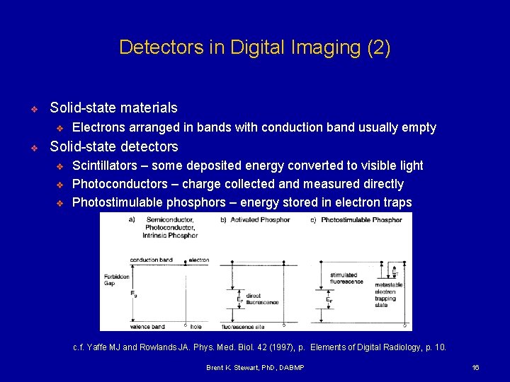 Detectors in Digital Imaging (2) v Solid-state materials v v Electrons arranged in bands