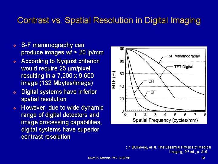 Contrast vs. Spatial Resolution in Digital Imaging v v S-F mammography can produce images