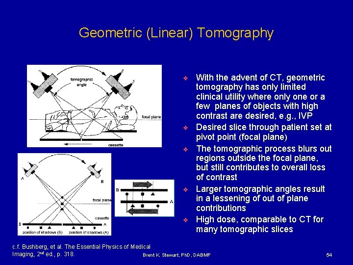 Geometric (Linear) Tomography v v v With the advent of CT, geometric tomography has