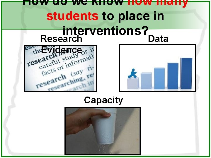 How do we know how many students to place in interventions? Research Evidence Data