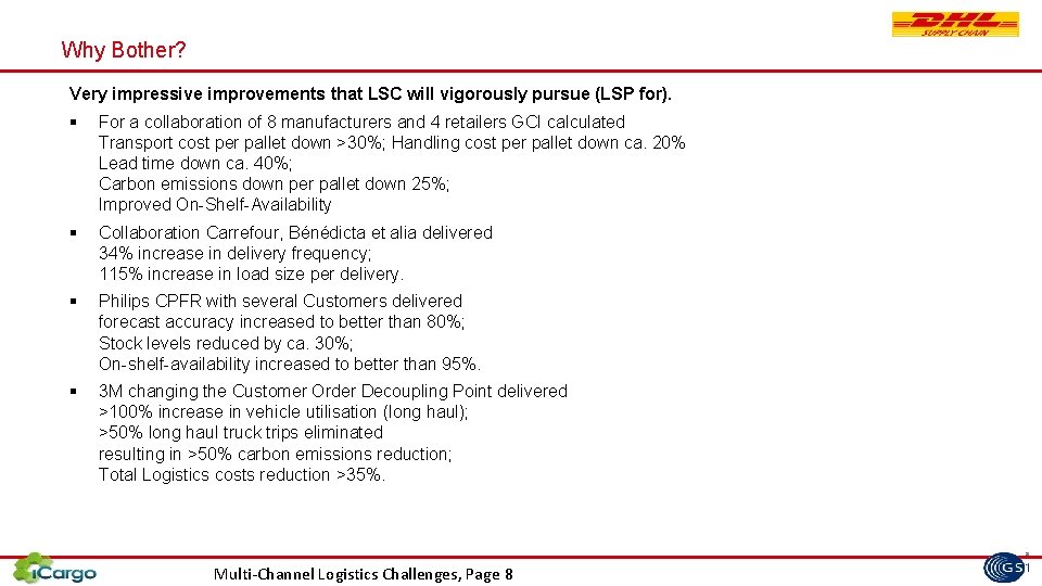 Why Bother? Very impressive improvements that LSC will vigorously pursue (LSP for). § For