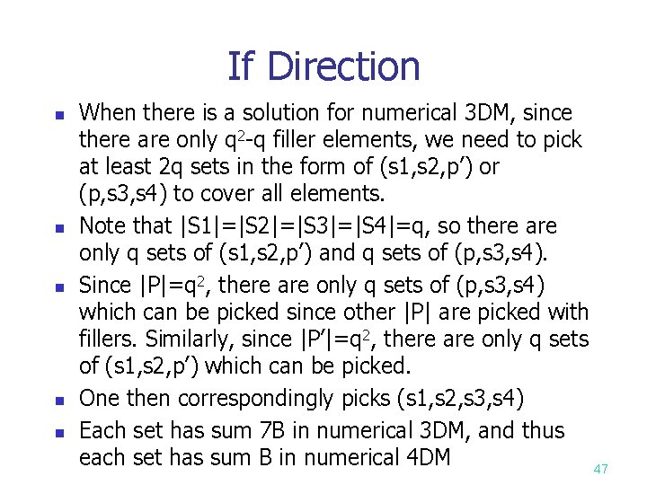 If Direction n n When there is a solution for numerical 3 DM, since