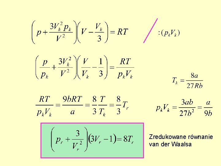 Zredukowane równanie van der Waalsa Zredukowane równanie van der Waalsa