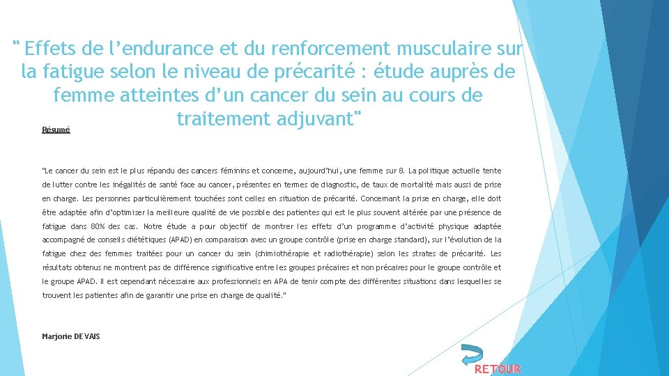 " Effets de l’endurance et du renforcement musculaire sur la fatigue selon le niveau
