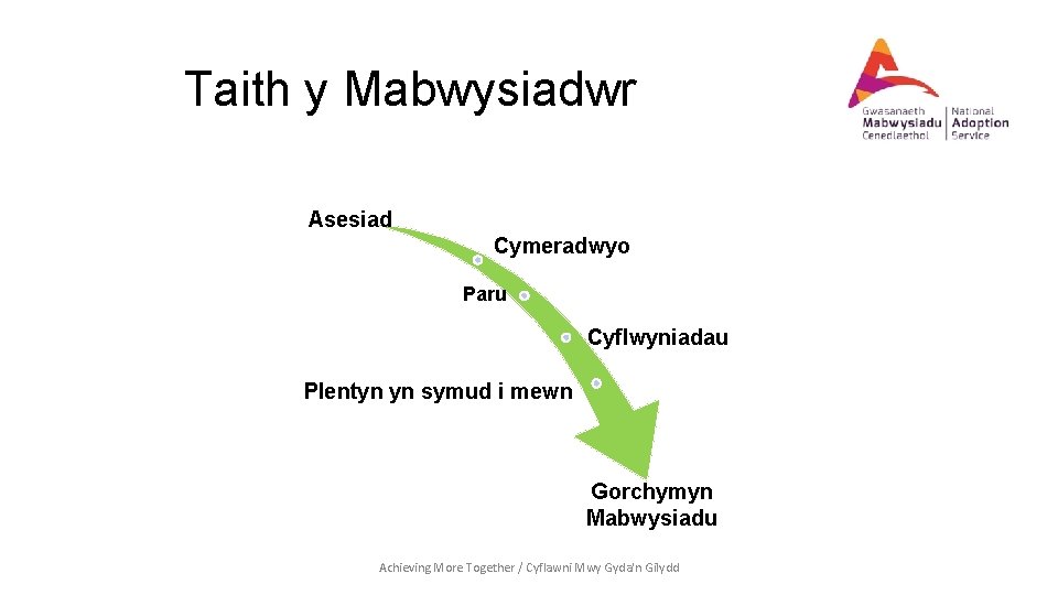 Taith y Mabwysiadwr Asesiad Cymeradwyo Paru Cyflwyniadau Plentyn yn symud i mewn Gorchymyn Mabwysiadu