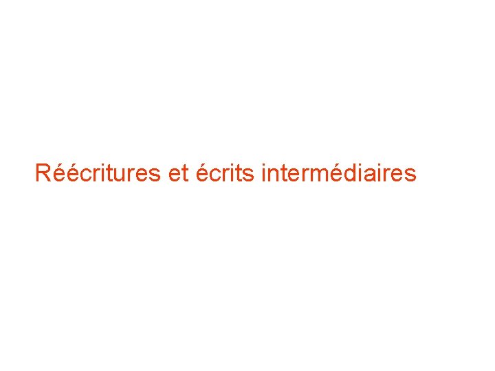 Réécritures et écrits intermédiaires 