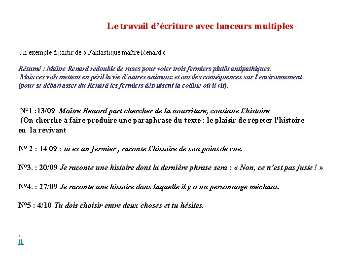  Le travail d’écriture avec lanceurs multiples Un exemple à partir de « Fantastique