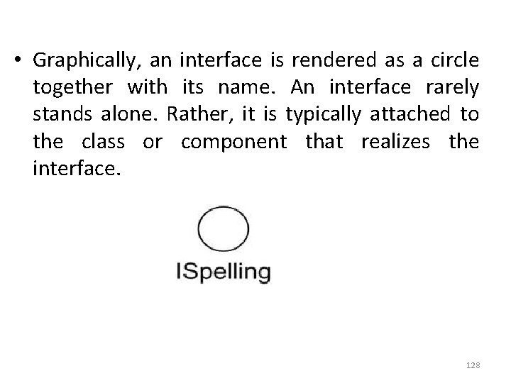  • Graphically, an interface is rendered as a circle together with its name.