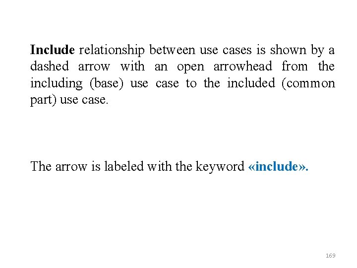 Include relationship between use cases is shown by a dashed arrow with an open