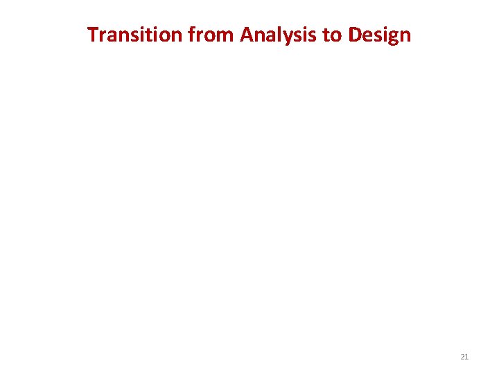 Transition from Analysis to Design 21 