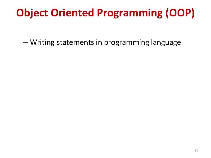 Object Oriented Programming (OOP) – Writing statements in programming language 69 