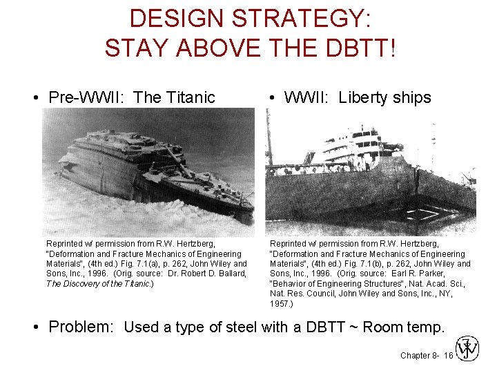 DESIGN STRATEGY: STAY ABOVE THE DBTT! • Pre-WWII: The Titanic Reprinted w/ permission from DESIGN STRATEGY: STAY ABOVE THE DBTT! • Pre-WWII: The Titanic Reprinted w/ permission from