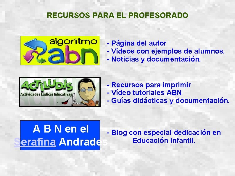 RECURSOS PARA EL PROFESORADO - Página del autor - Vídeos con ejemplos de alumnos.