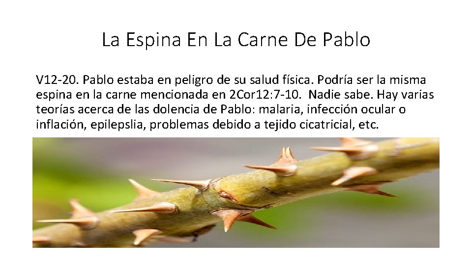 La Espina En La Carne De Pablo V 12 -20. Pablo estaba en peligro