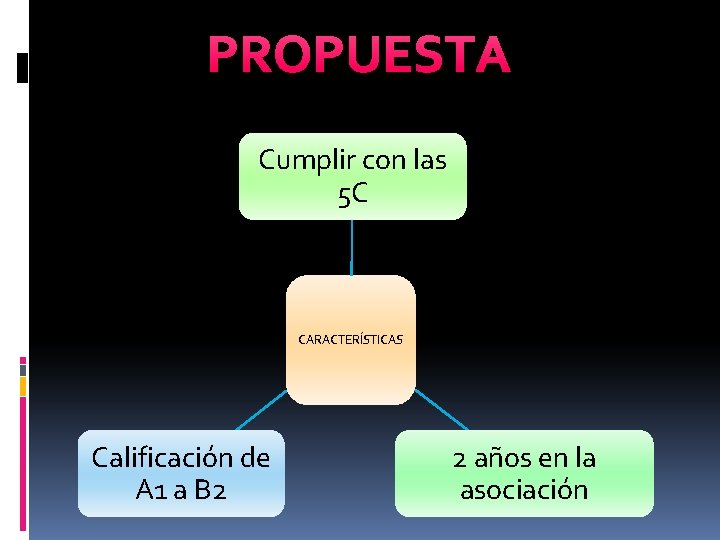 PROPUESTA Cumplir con las 5 C CARACTERÍSTICAS Calificación de A 1 a B 2